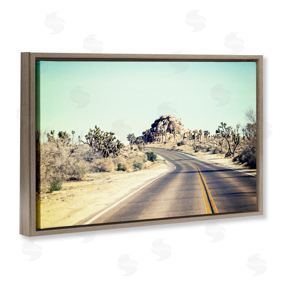 Joseph S Giacalone Road Trip Joshua Tree Park Brown Floating Frame Canvas Wall Art Print