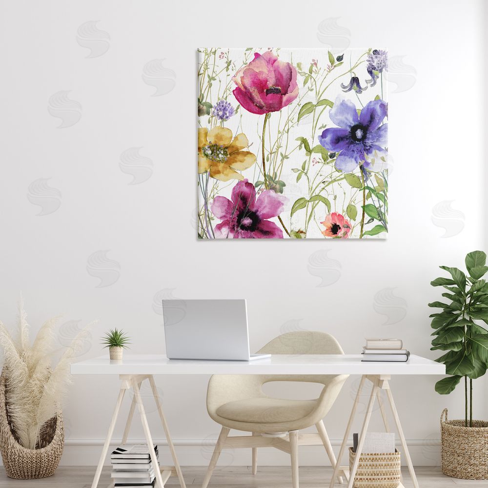 Sasha Botanical Spring Garden Blooms Stretched Canvas Wall Art Print in Room