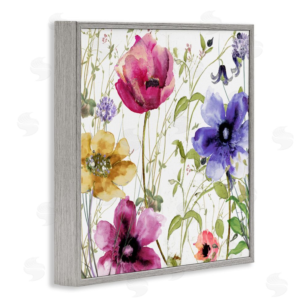 Sasha Botanical Spring Garden Blooms Gray Framed Giclee Print Wall Art