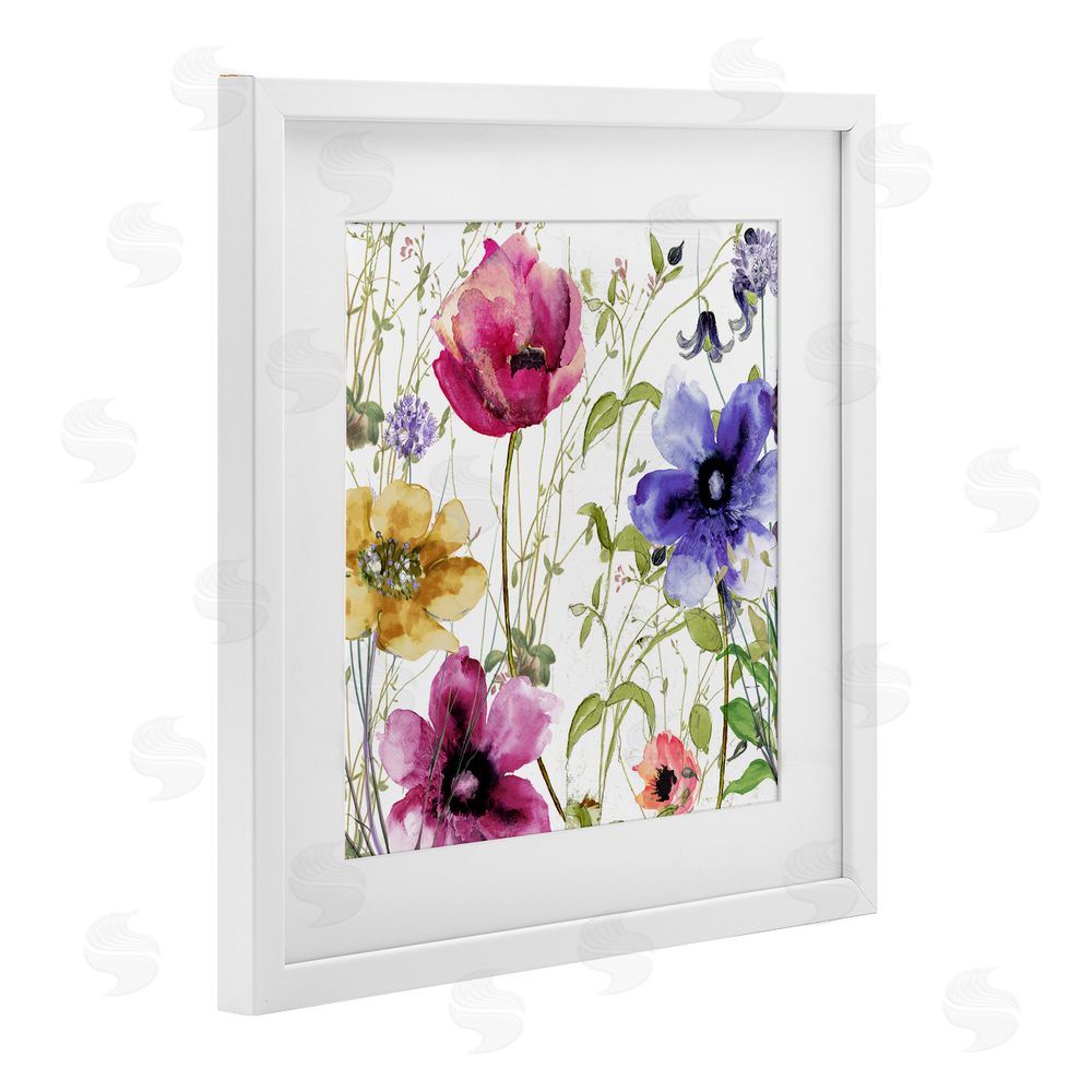 Sasha Botanical Spring Garden Blooms White Framed Print Under Glass Wall Art