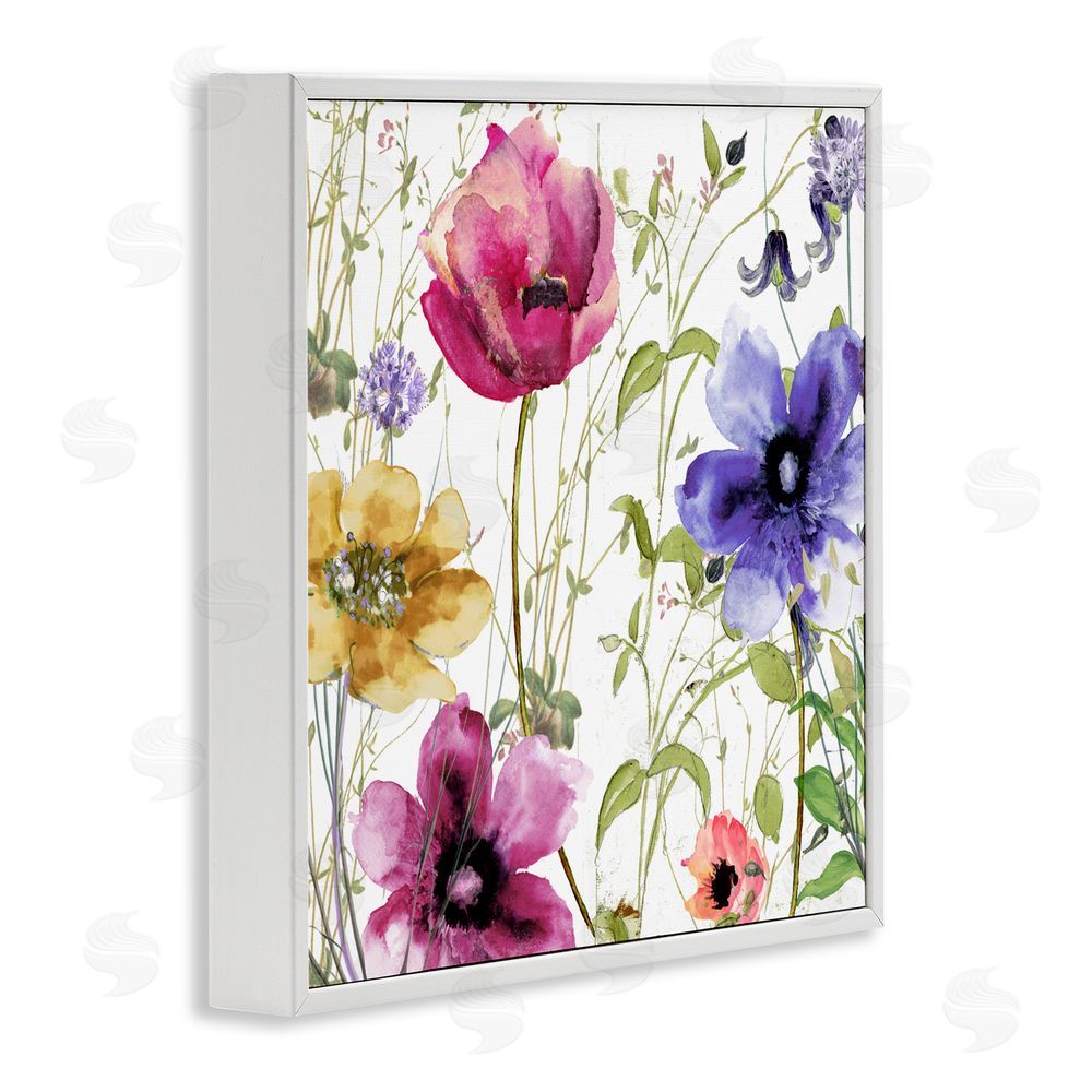 Sasha Botanical Spring Garden Blooms White Framed Giclee Print Wall Art