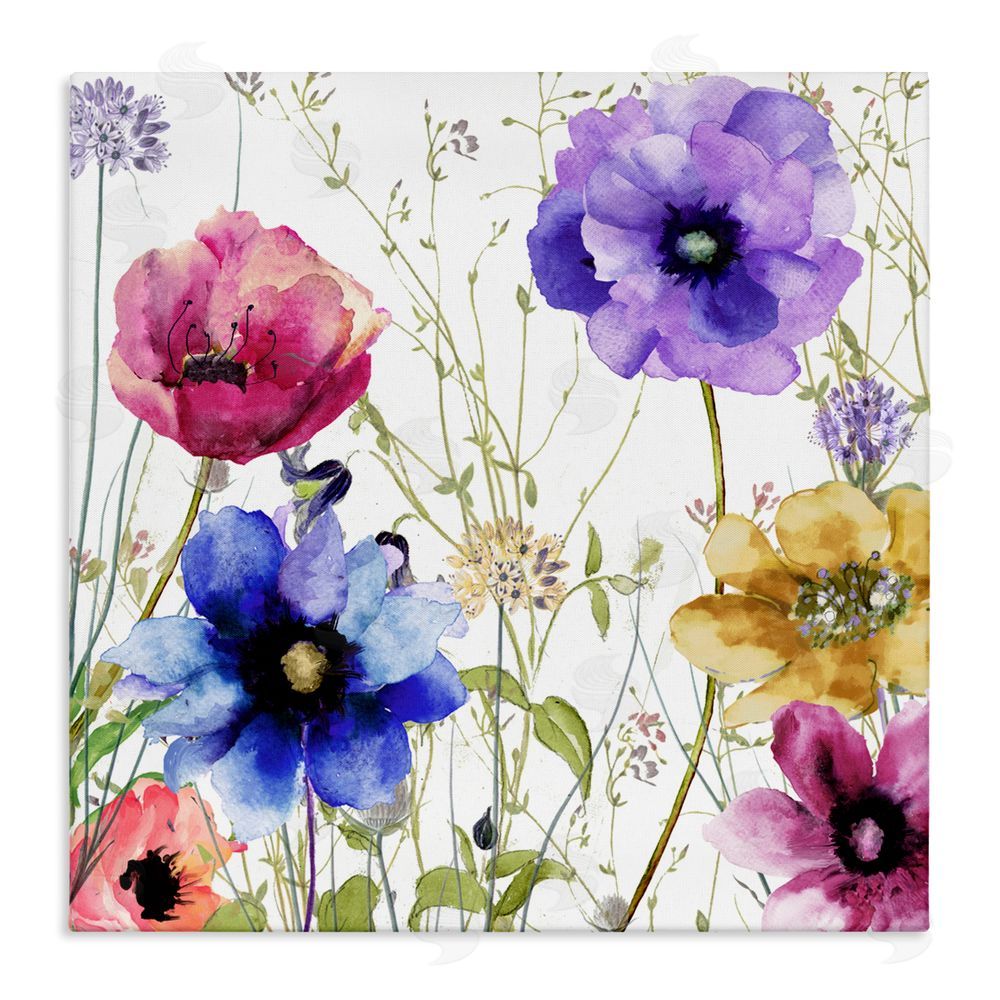 Sasha Modern Spring Garden Flowers Stretched Canvas Wall Art Print
