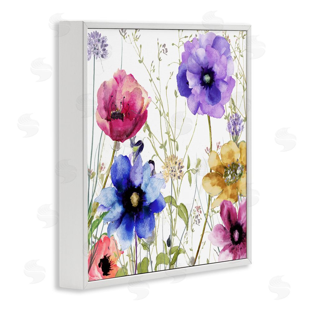 Sasha Modern Spring Garden Flowers White Framed Giclee Print Wall Art