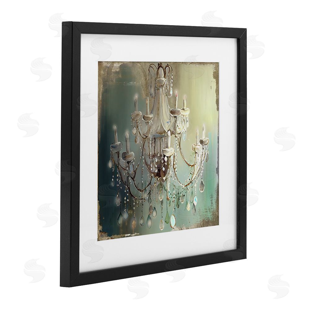 Sasha Vintage Illumine Chandelier Black Framed Print Under Glass Wall Art