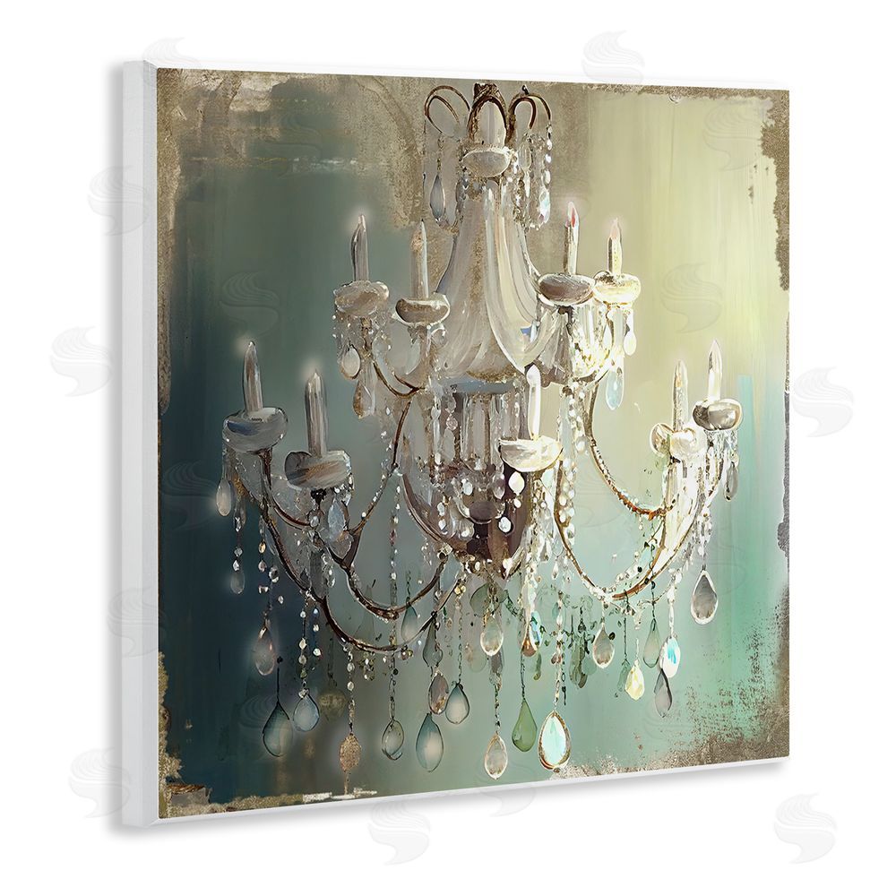 Sasha Vintage Illumine Chandelier Wooden Wall Plaque Art Print