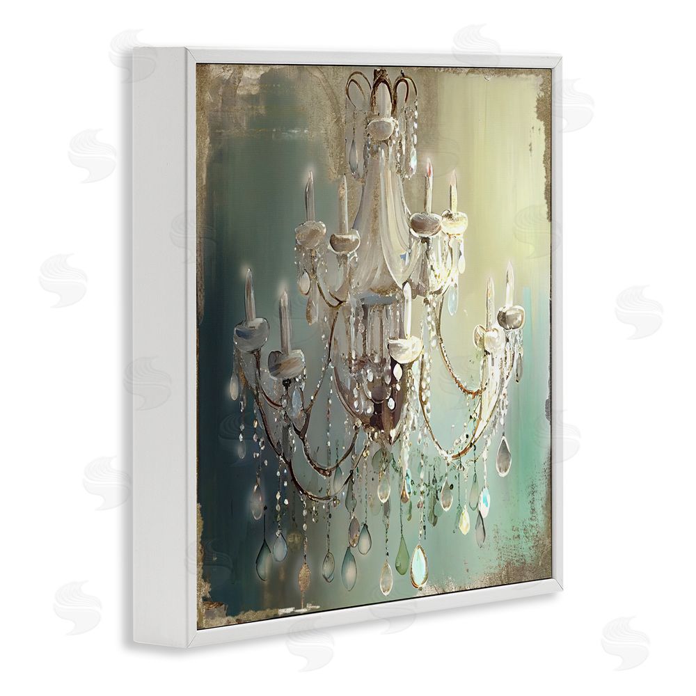 Sasha Vintage Illumine Chandelier White Framed Giclee Print Wall Art