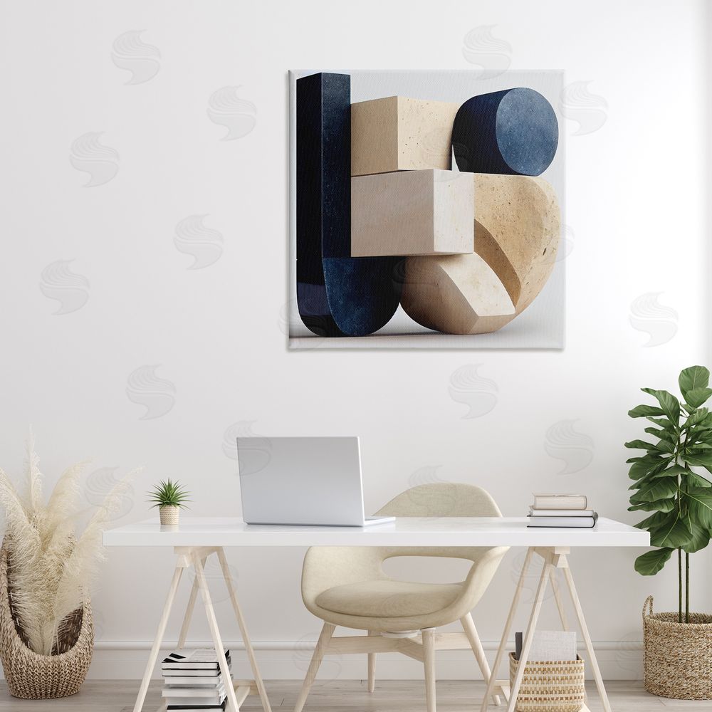 Sasha Shapes Of Things Geometric Contour Stretched Canvas Wall Art Print in Room