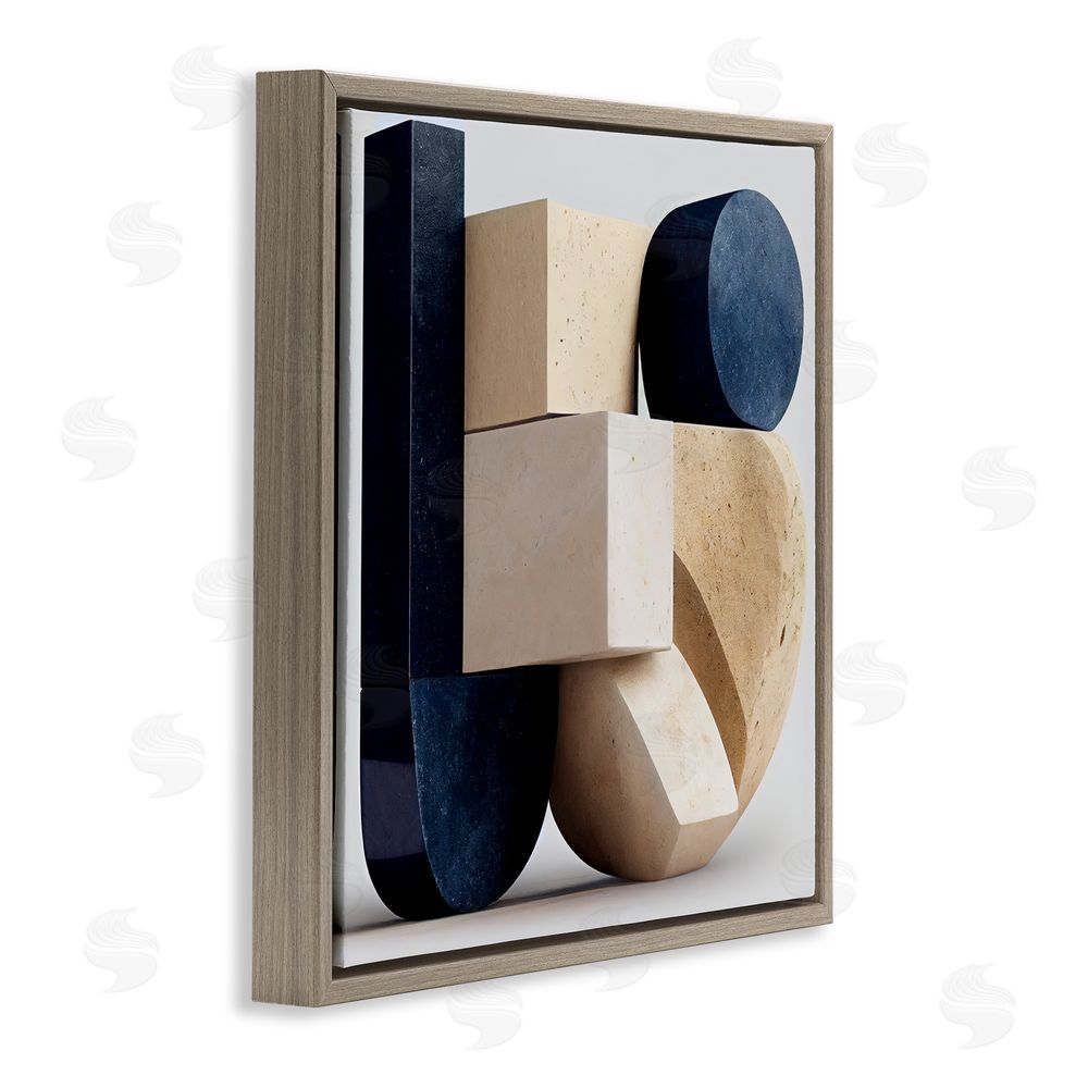 Sasha Shapes Of Things Geometric Contour Brown Floating Frame Canvas Wall Art Print