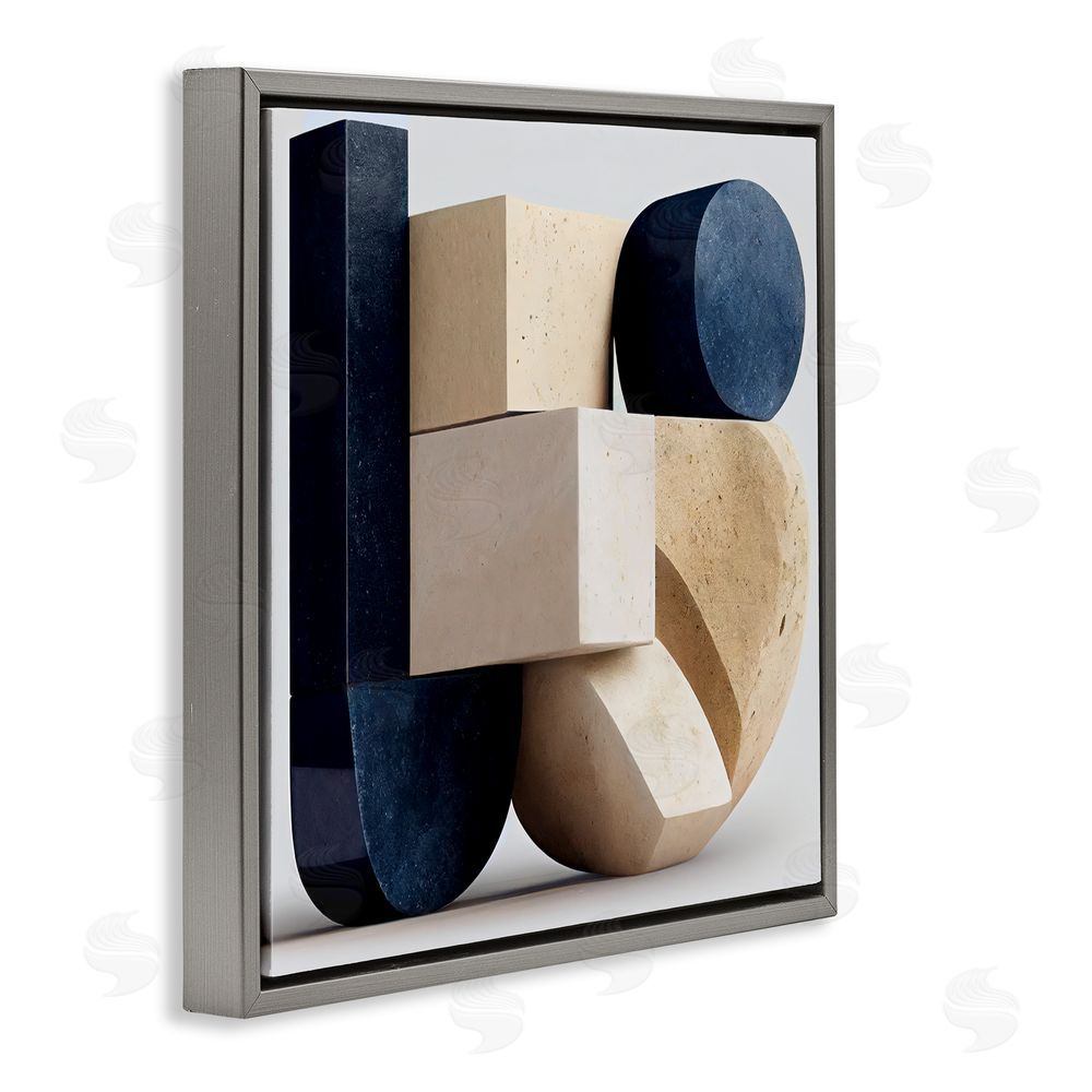 Sasha Shapes Of Things Geometric Contour Gray Floating Frame Canvas Wall Art Print