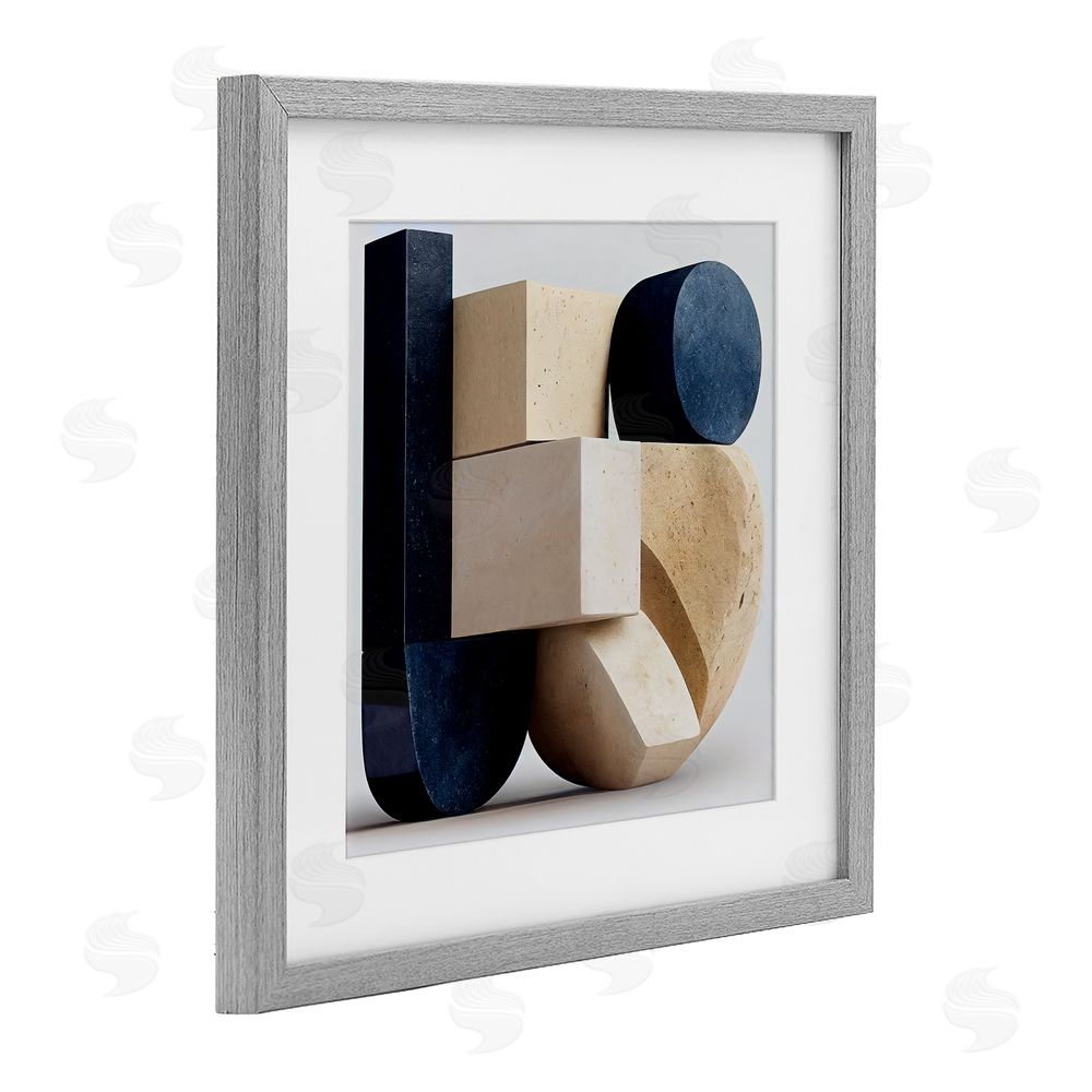 Sasha Shapes Of Things Geometric Contour Gray Framed Print Under Glass Wall Art