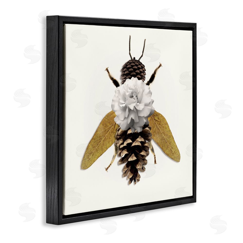 Sasha Nature Constructed Bee Black Floating Frame Canvas Wall Art Print