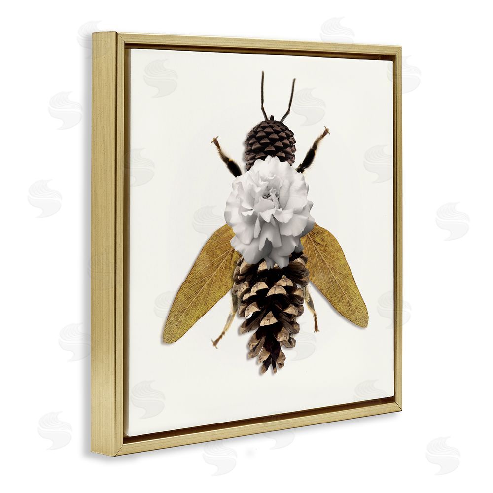 Sasha Nature Constructed Bee Gold Floating Frame Canvas Wall Art Print