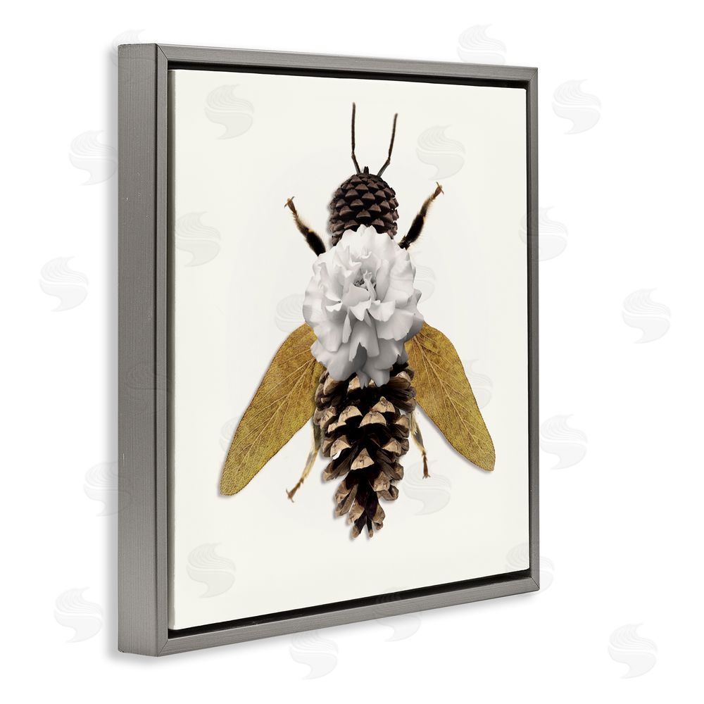 Sasha Nature Constructed Bee Gray Floating Frame Canvas Wall Art Print