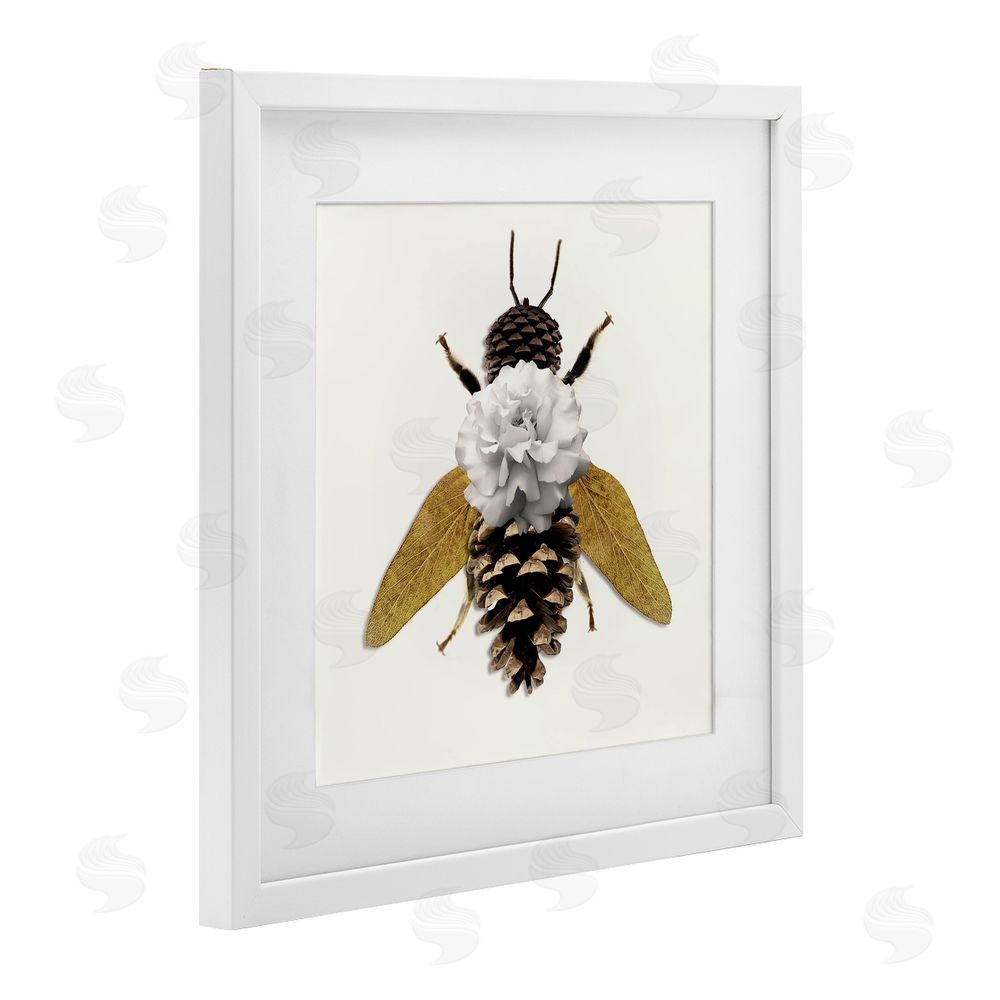 Sasha Nature Constructed Bee White Framed Print Under Glass Wall Art