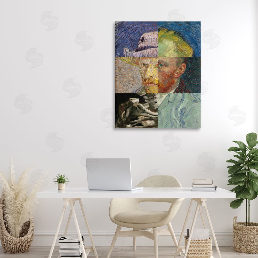 Masters Redux Collaged Van Gogh Portraits Stretched Canvas Wall Art Print in Room