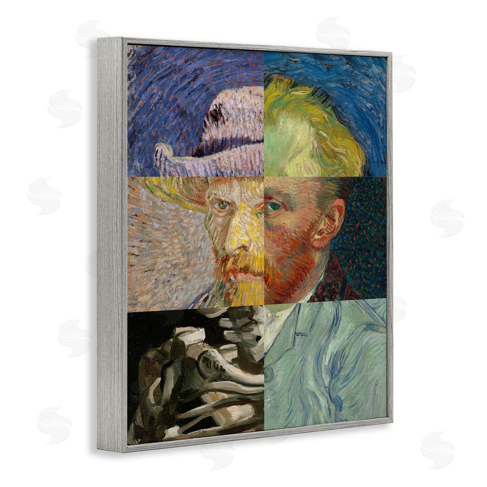 Masters Redux Collaged Van Gogh Portraits Gray Framed Giclee Print Wall Art