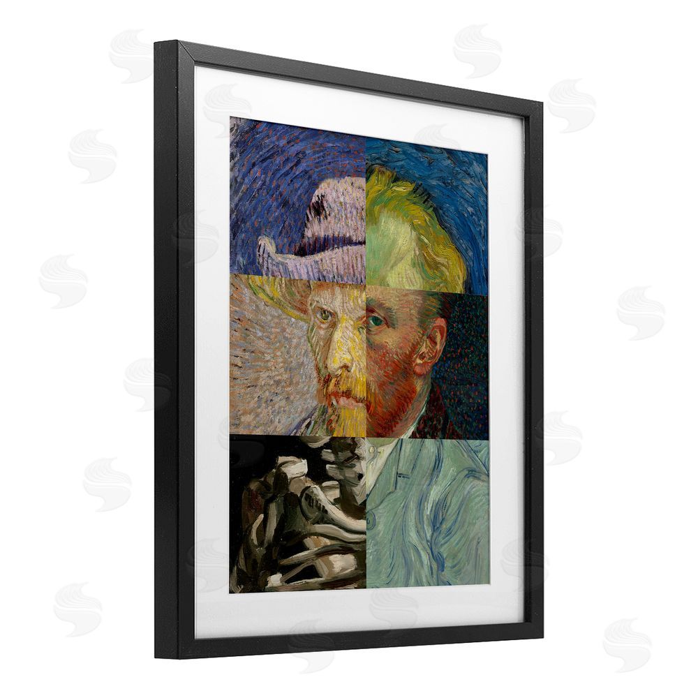Masters Redux Collaged Van Gogh Portraits Black Framed Print Under Glass Wall Art