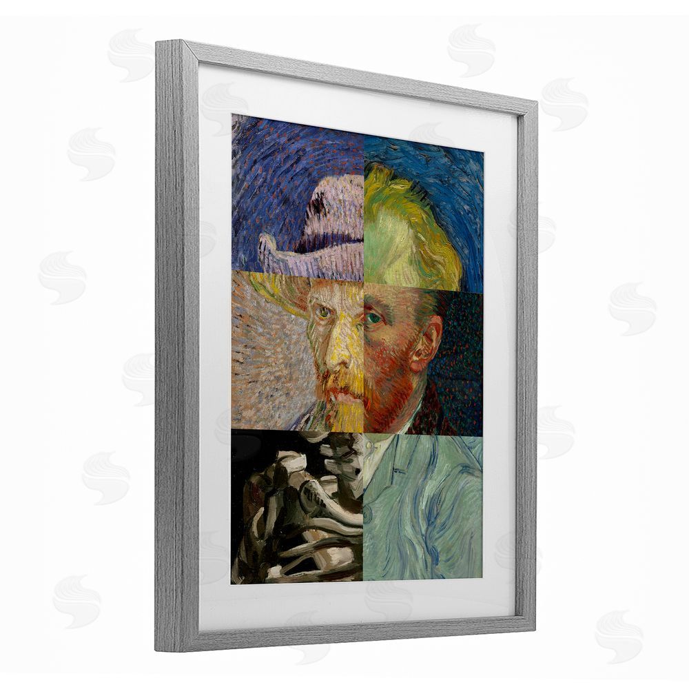 Masters Redux Collaged Van Gogh Portraits Gray Framed Print Under Glass Wall Art