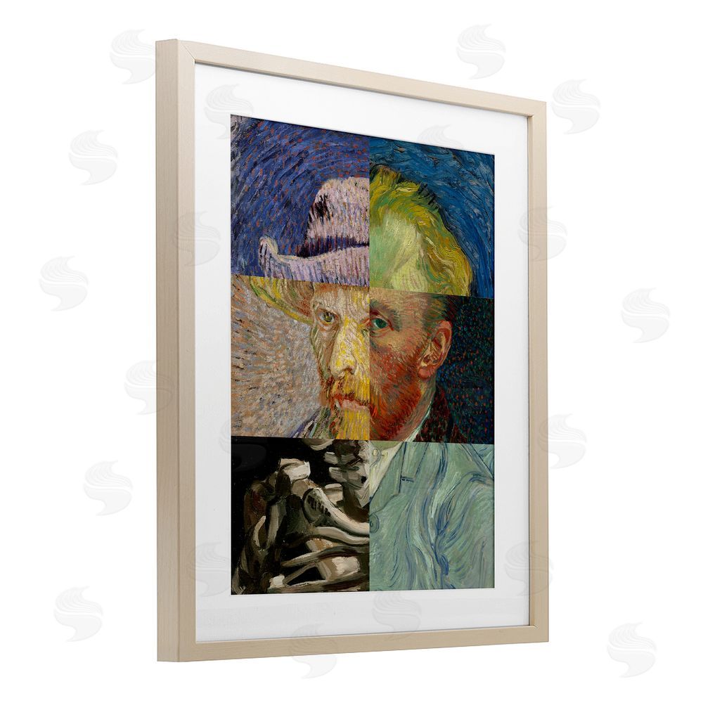 Masters Redux Collaged Van Gogh Portraits Brown Framed Print Under Glass Wall Art