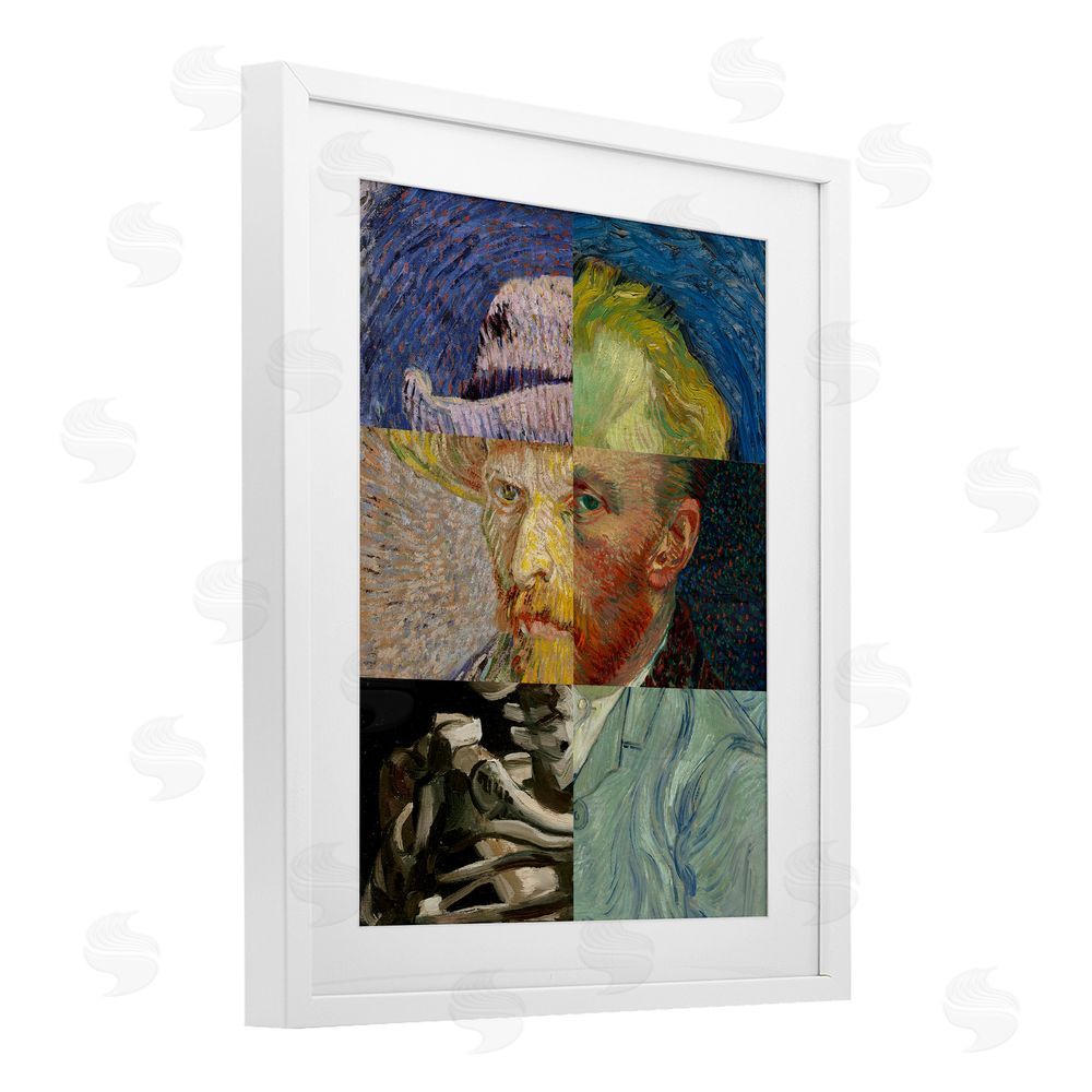 Masters Redux Collaged Van Gogh Portraits White Framed Print Under Glass Wall Art
