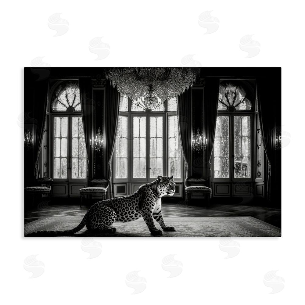 Decent Exposures Snow Leopard in Opulent Mansion Stretched Canvas Wall Art Print