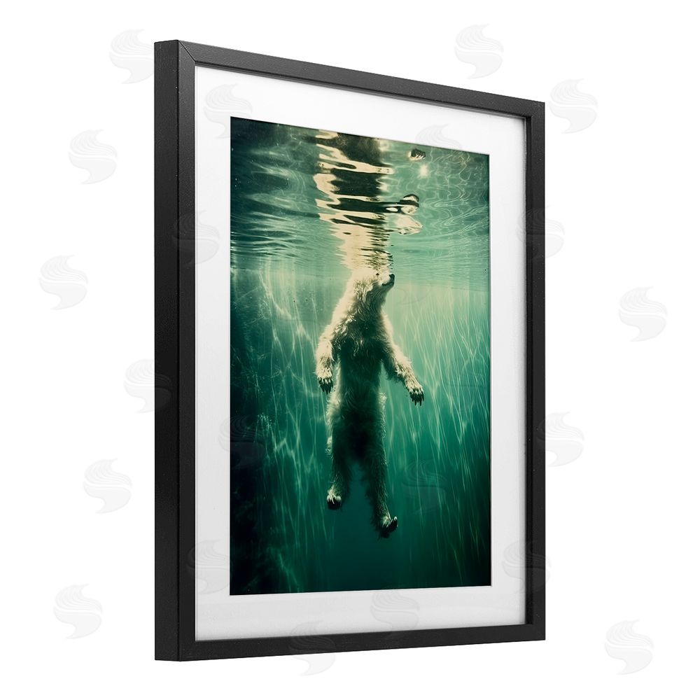 Decent Exposures Floating Bear Underwater Black Framed Print Under Glass Wall Art