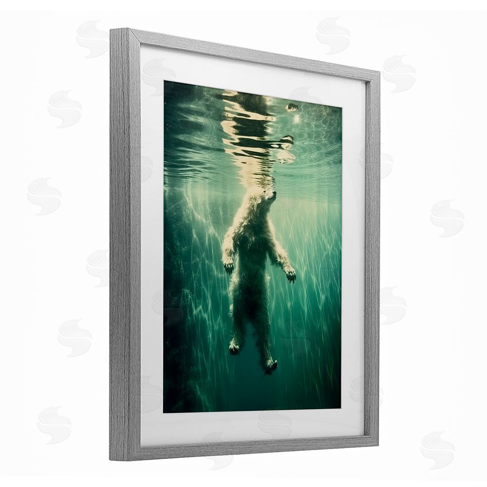 Decent Exposures Floating Bear Underwater Gray Framed Print Under Glass Wall Art