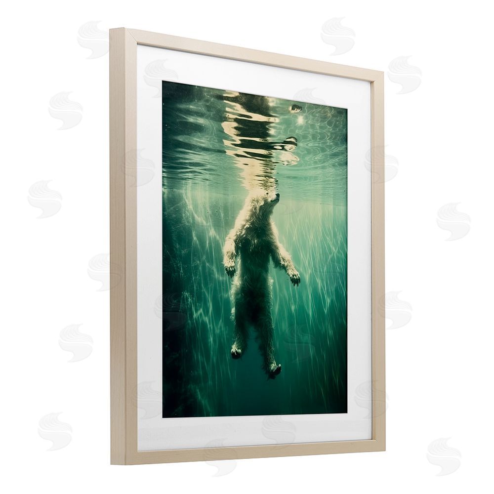 Decent Exposures Floating Bear Underwater Brown Framed Print Under Glass Wall Art