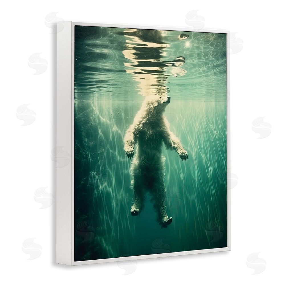Decent Exposures Floating Bear Underwater White Framed Giclee Print Wall Art