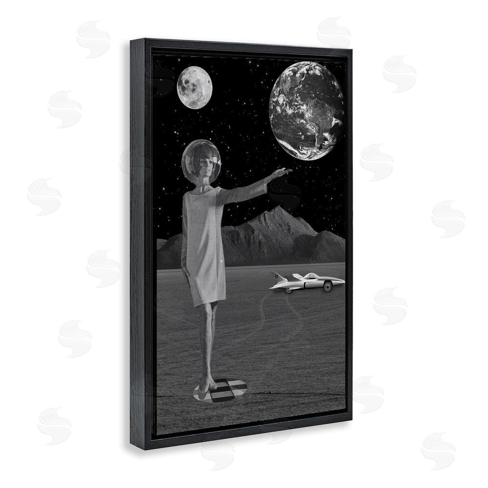 Elo Marc On A Mission Retro Space Black Floating Frame Canvas Wall Art Print