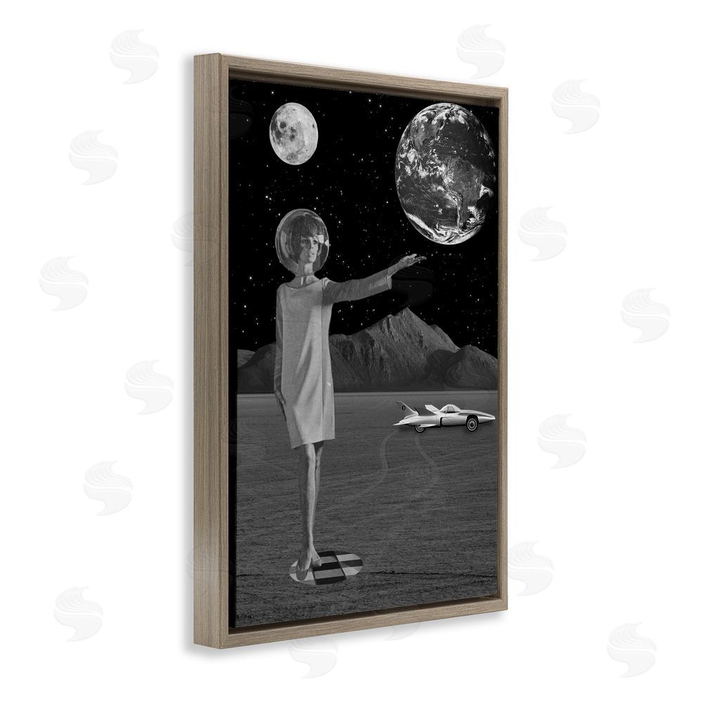 Elo Marc On A Mission Retro Space Brown Floating Frame Canvas Wall Art Print