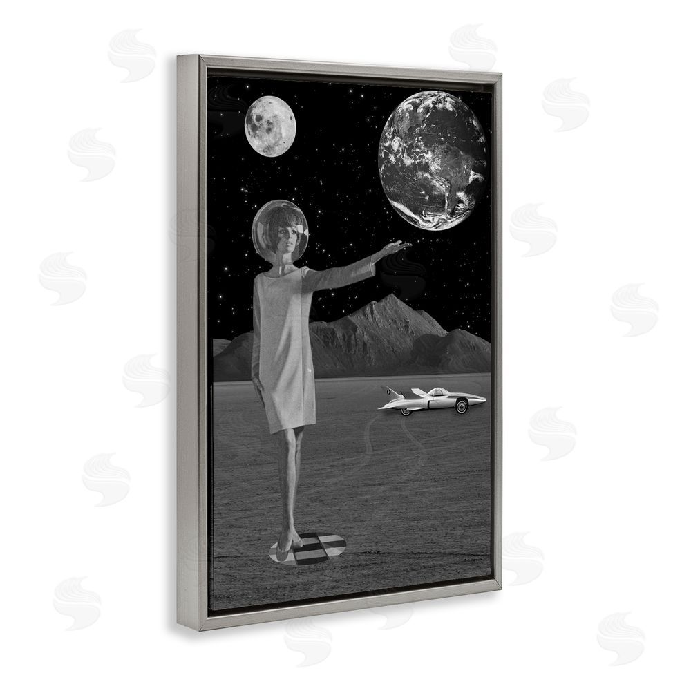 Elo Marc On A Mission Retro Space Gray Floating Frame Canvas Wall Art Print