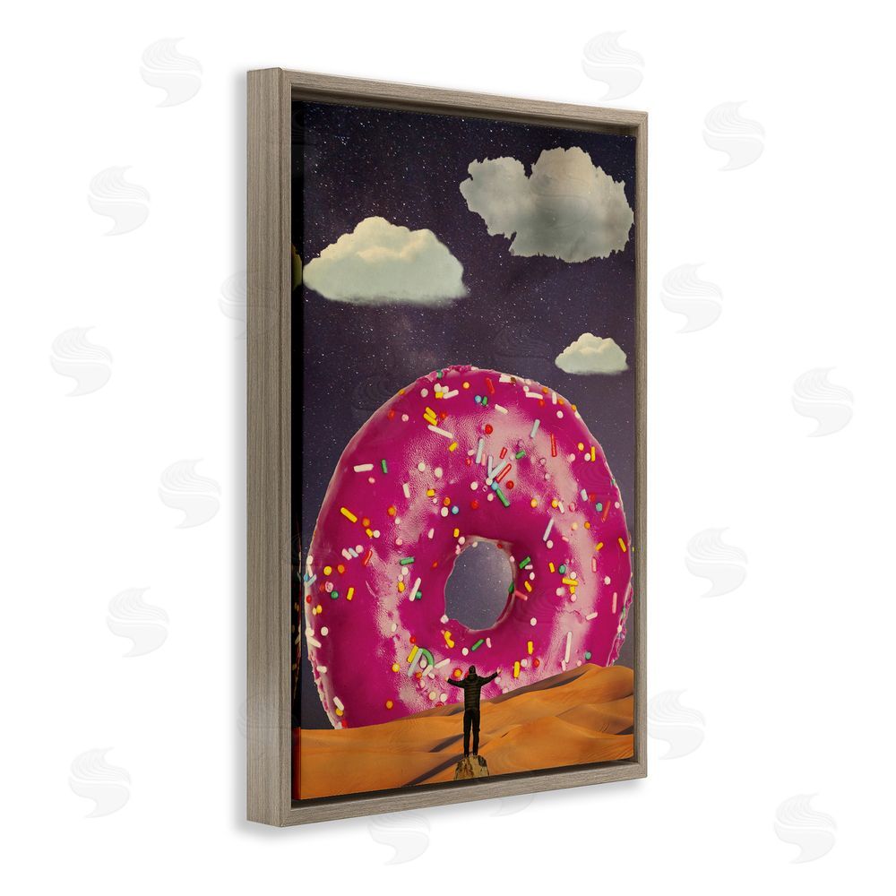 Elo Marc Happy Days Giant Donut Brown Floating Frame Canvas Wall Art Print
