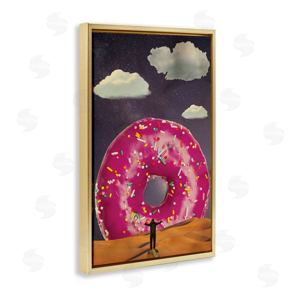 Elo Marc Happy Days Giant Donut Gold Floating Frame Canvas Wall Art Print