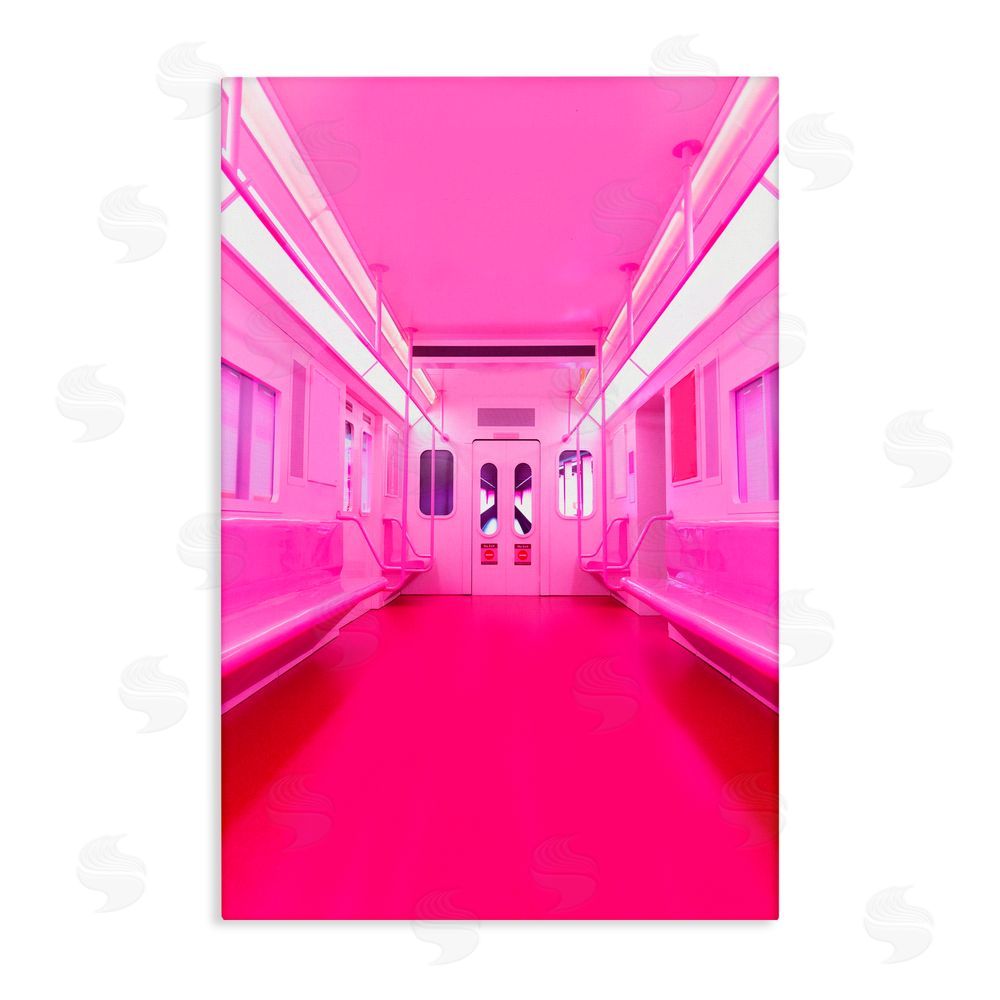 LISH Creative Futuristic Pink Tone Subway Stretched Canvas Wall Art Print