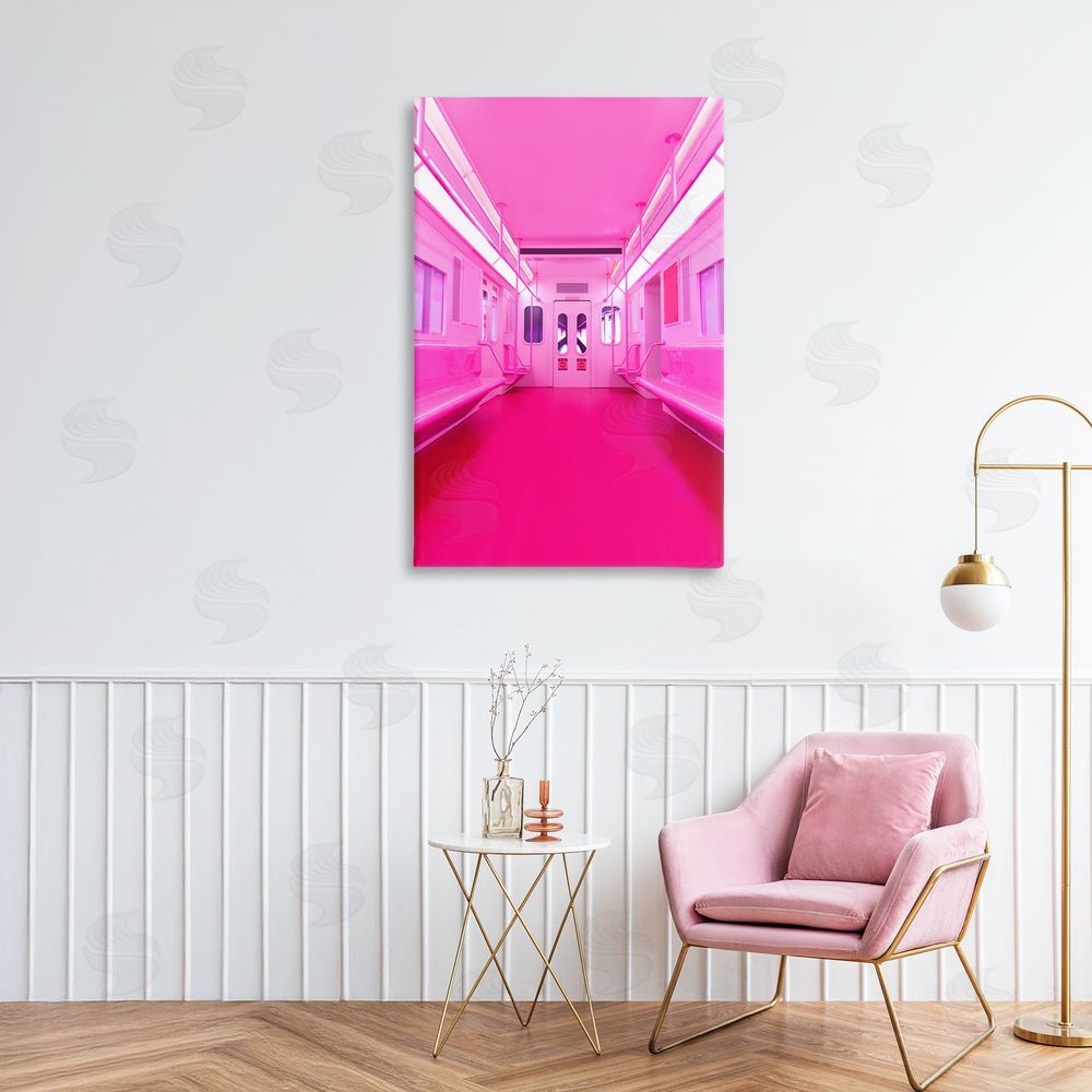 LISH Creative Futuristic Pink Tone Subway Stretched Canvas Wall Art Print in Room
