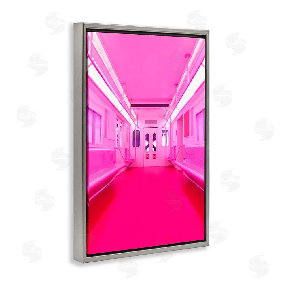 LISH Creative Futuristic Pink Tone Subway Gray Floating Frame Canvas Wall Art Print