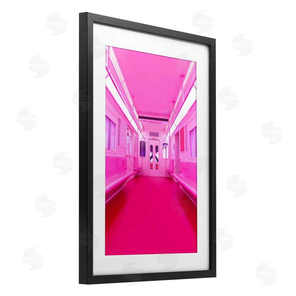 LISH Creative Futuristic Pink Tone Subway Black Framed Print Under Glass Wall Art