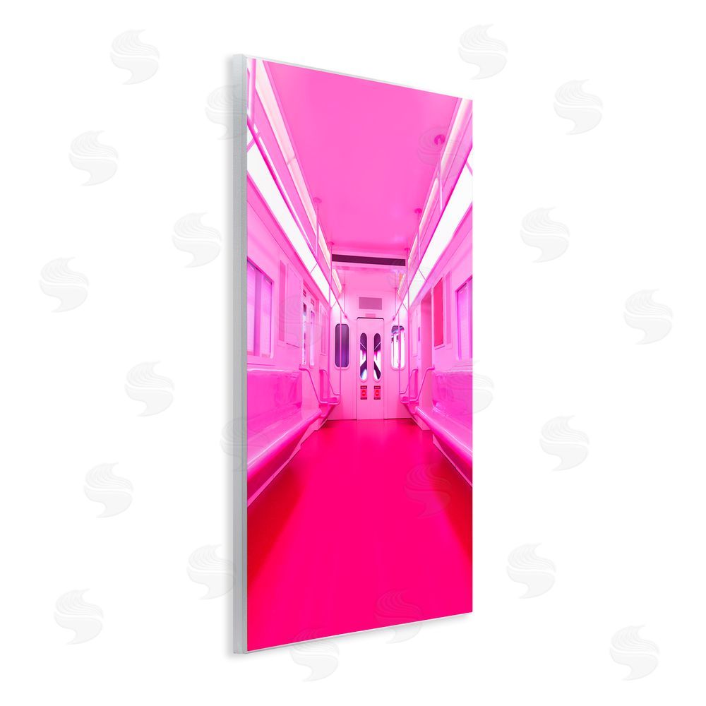 LISH Creative Futuristic Pink Tone Subway Wooden Wall Plaque Art Print