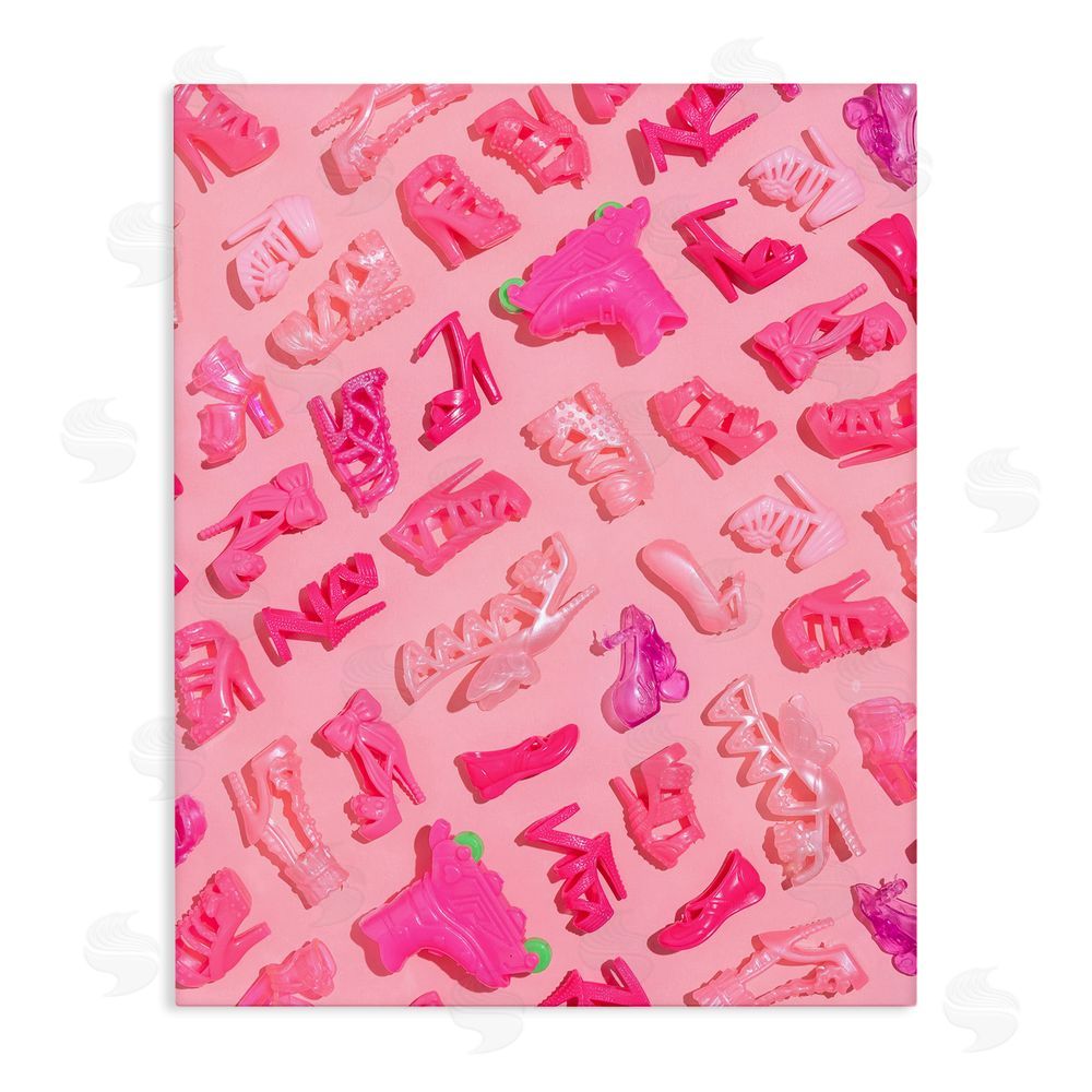 LISH Creative Tiny Doll Shoes Pink Stretched Canvas Wall Art Print