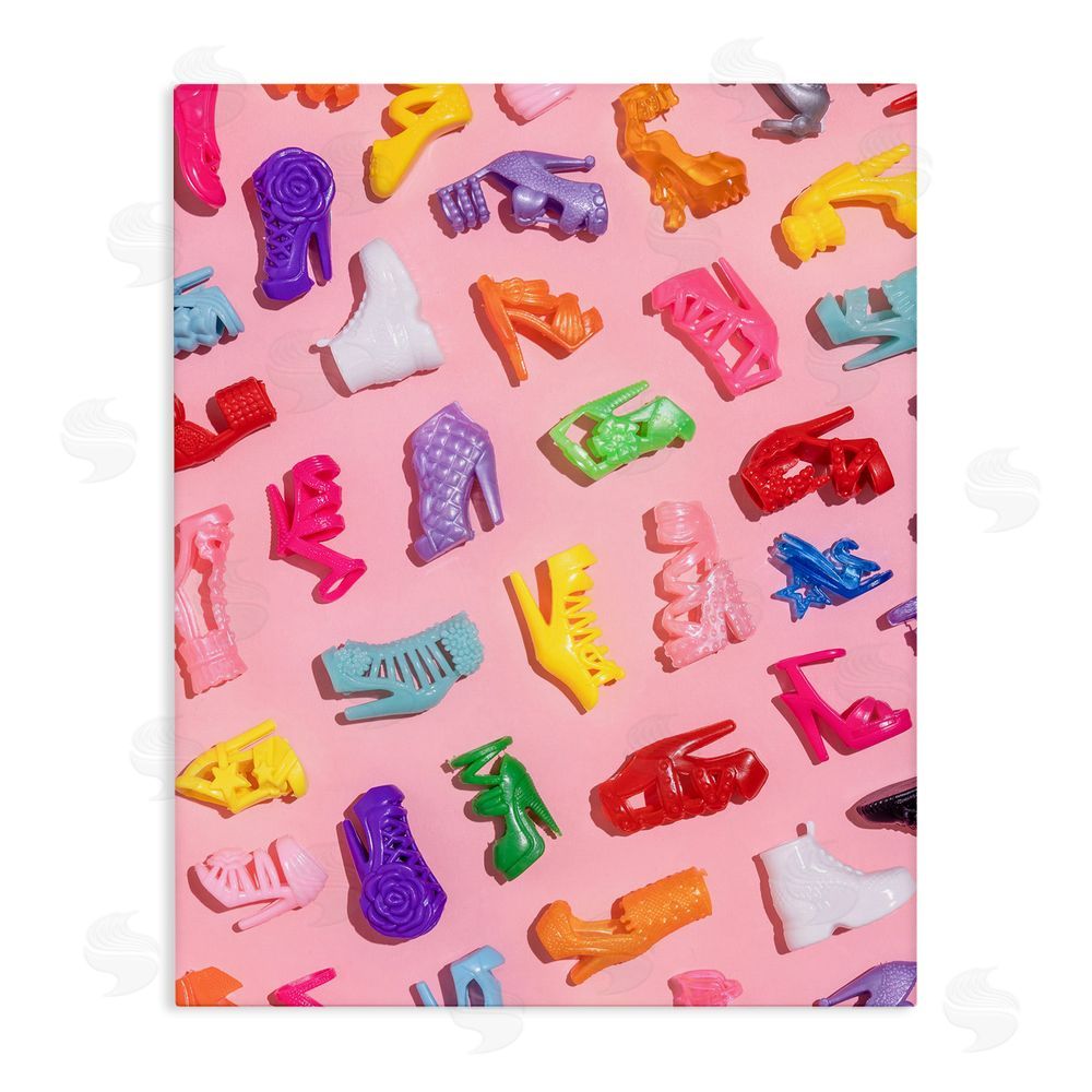 LISH Creative Tiny Colorful Doll Shoes Stretched Canvas Wall Art Print