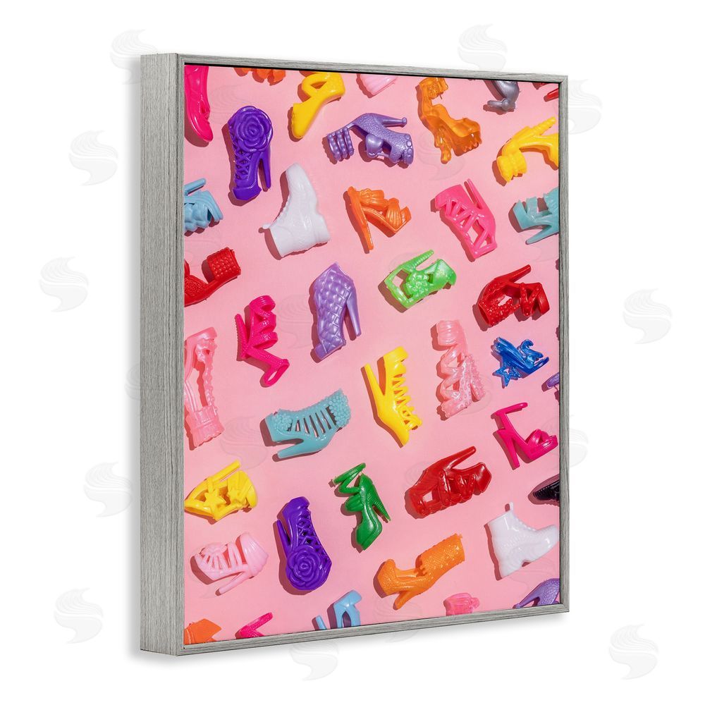 LISH Creative Tiny Colorful Doll Shoes Gray Framed Giclee Wall Art Print