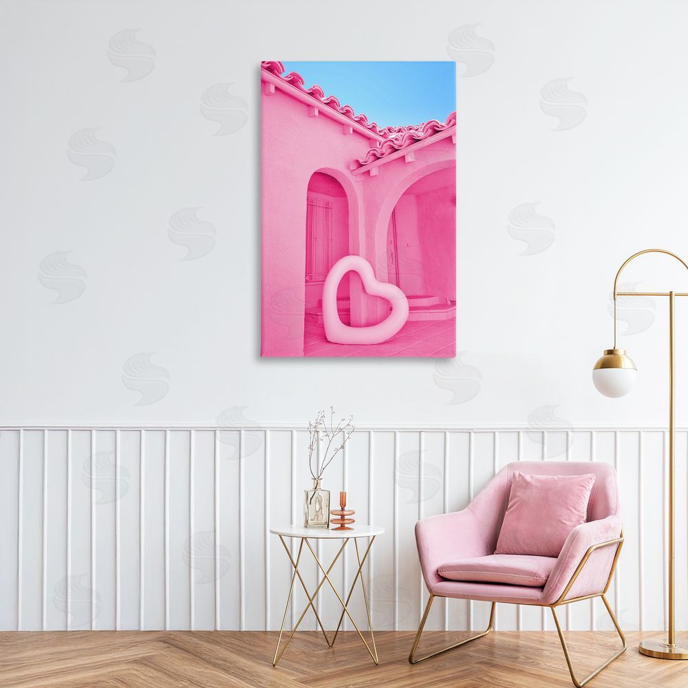 LISH Creative Pink Pop Heart at Villa Stretched Canvas Wall Art Print in Room
