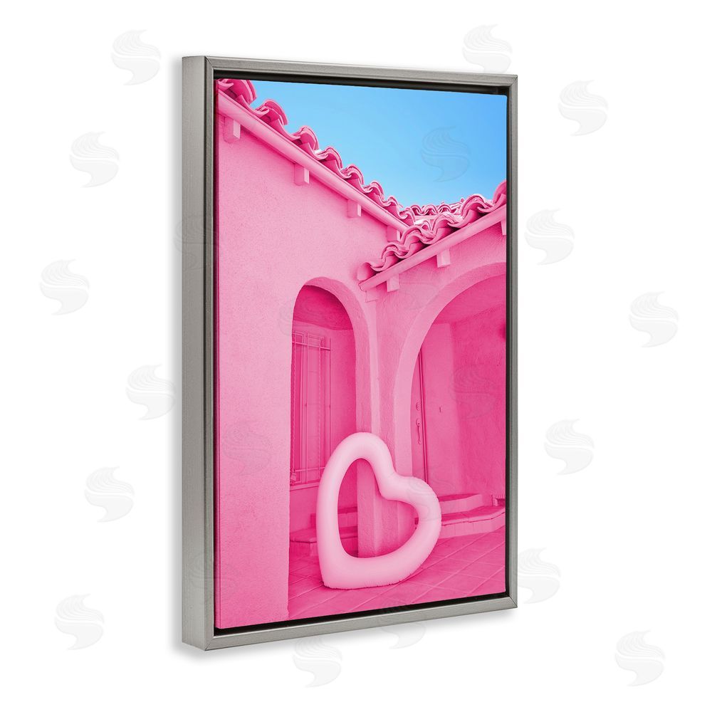 LISH Creative Pink Pop Heart at Villa Gray Floating Frame Canvas Wall Art Print