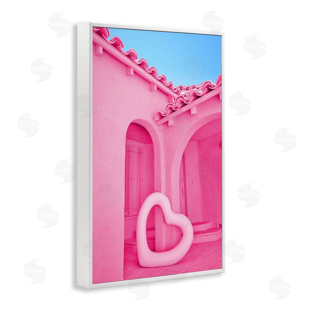 LISH Creative Pink Pop Heart at Villa White Framed Giclee Wall Art Print