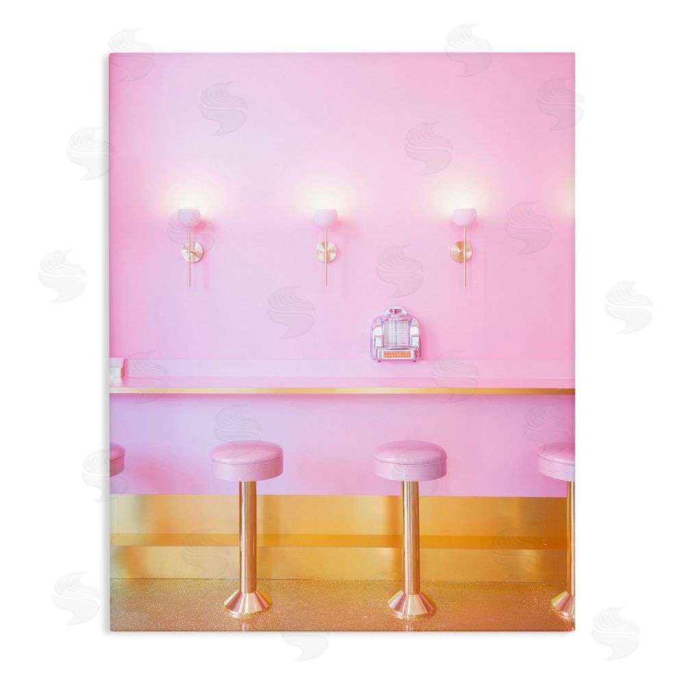 LISH Creative Pink Retro Dessert Parlor Stretched Canvas Wall Art Print