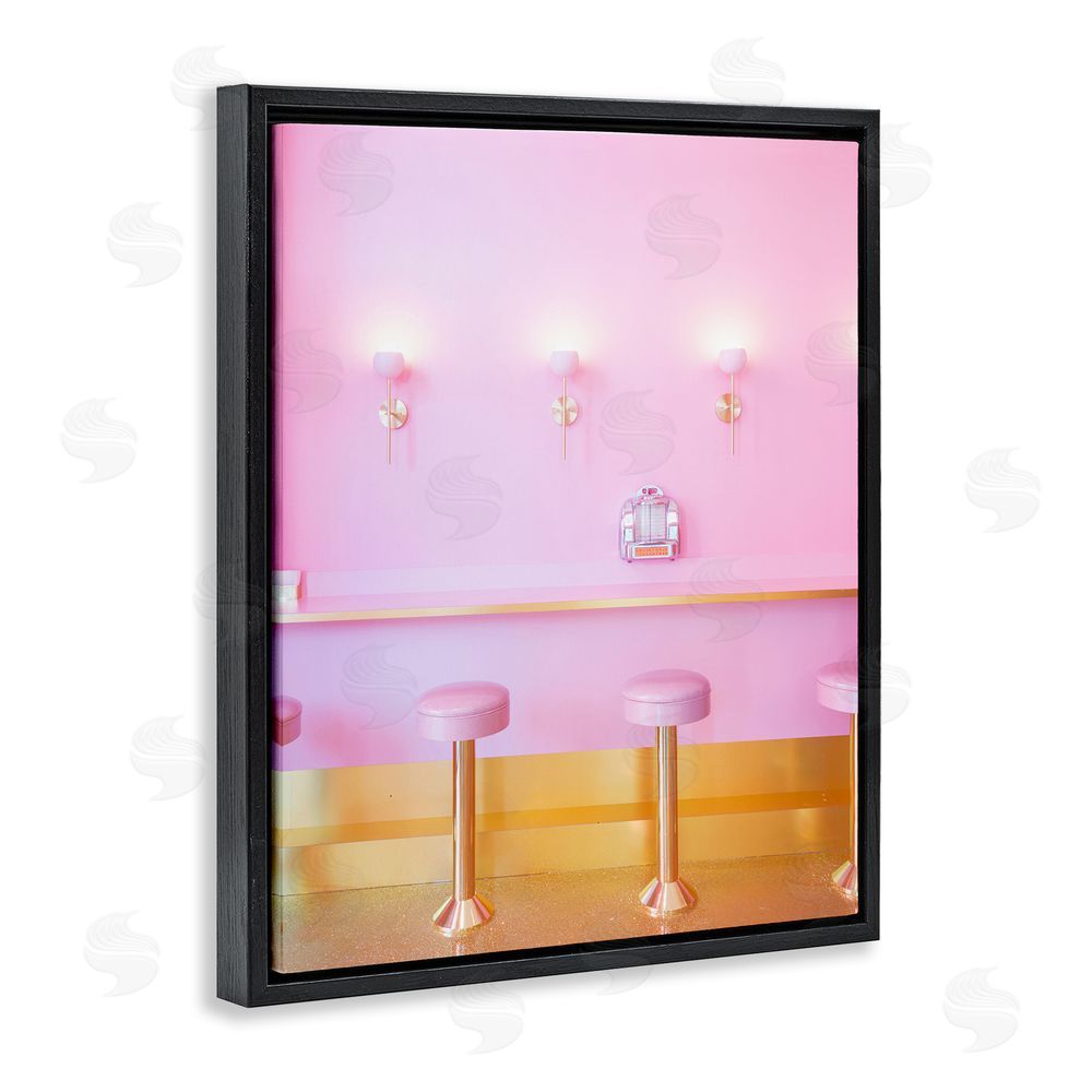 LISH Creative Pink Retro Dessert Parlor Black Floating Frame Canvas Wall Art Print