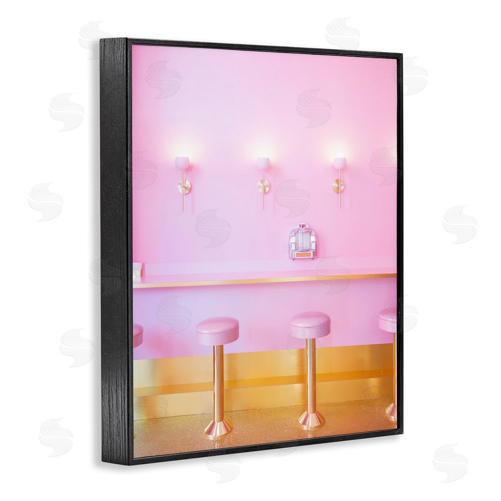 LISH Creative Pink Retro Dessert Parlor Black Framed Giclee Wall Art Print