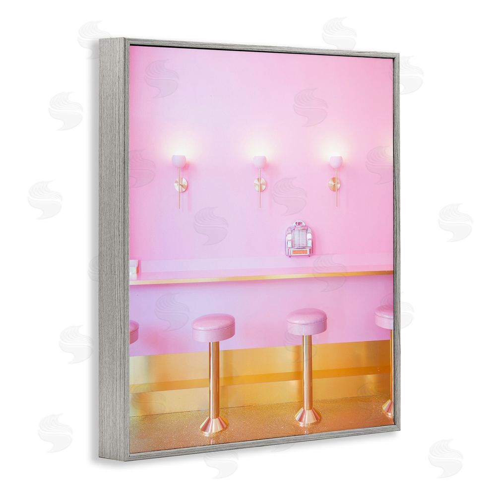 LISH Creative Pink Retro Dessert Parlor Gray Framed Giclee Wall Art Print