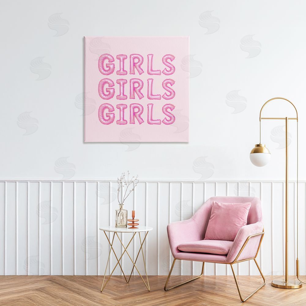 LISH Creative Girls Letters Party Balloons Stretched Canvas Wall Art in Room